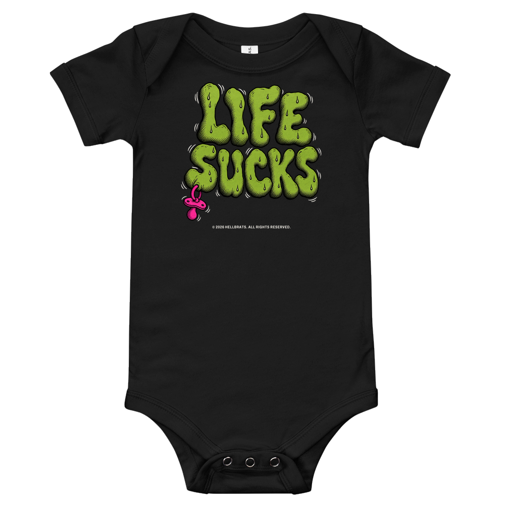 LIFE SUCKS onesie Black
