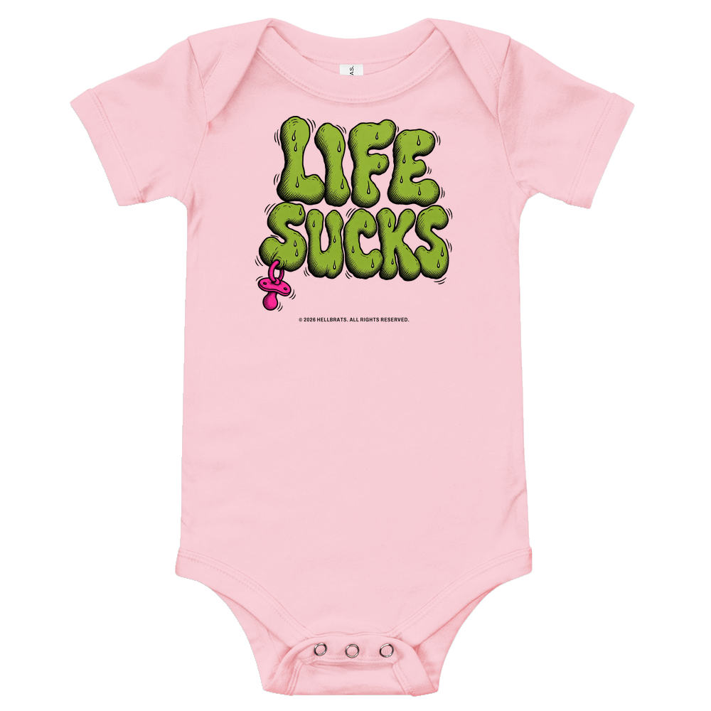 LIFE SUCKS onesie Pink