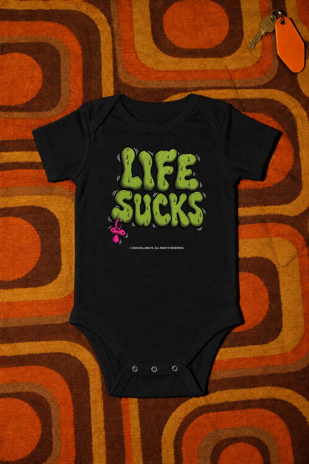 LIFE SUCKS onesie Black photo