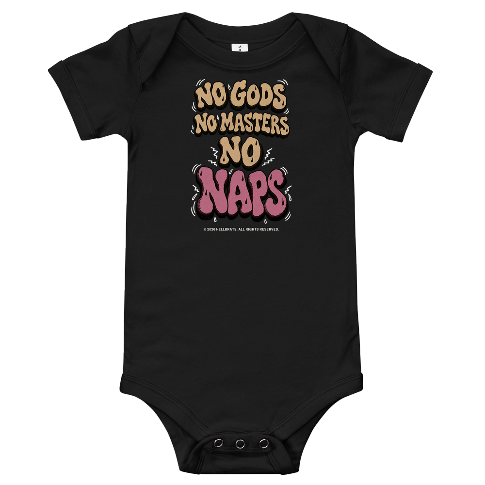NO GODS NO MASTERS NO NAPS onesie Black