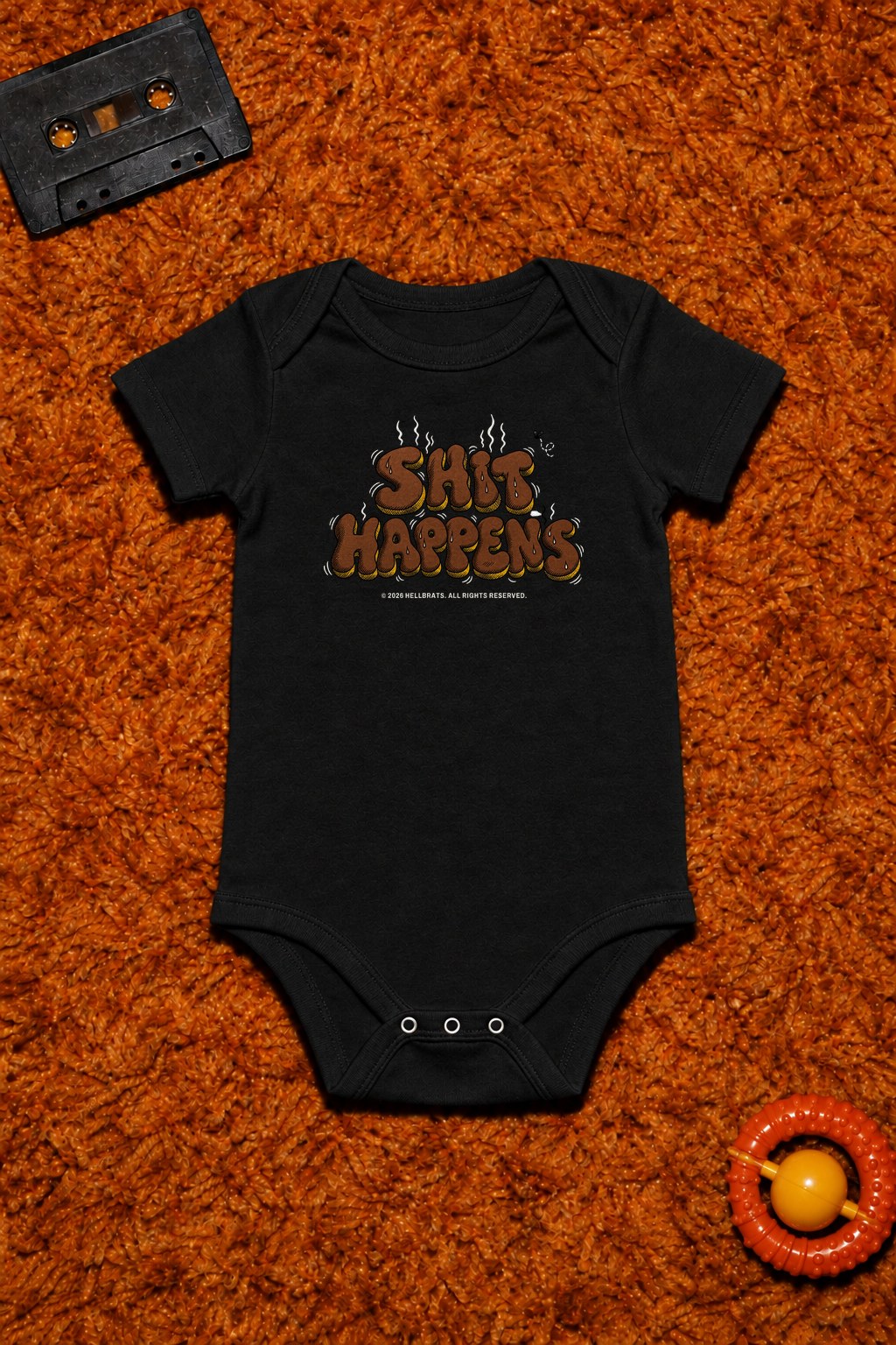 SHIT HAPPENS onesie Black photo