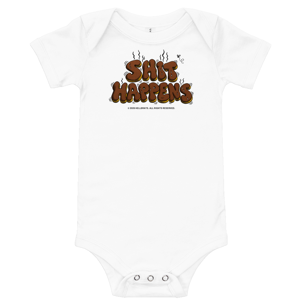 SHIT HAPPENS onesie White