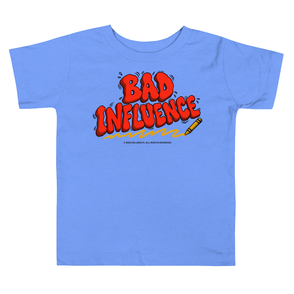 BAD INFLUENCE toddler tee Heather Columbia Blue