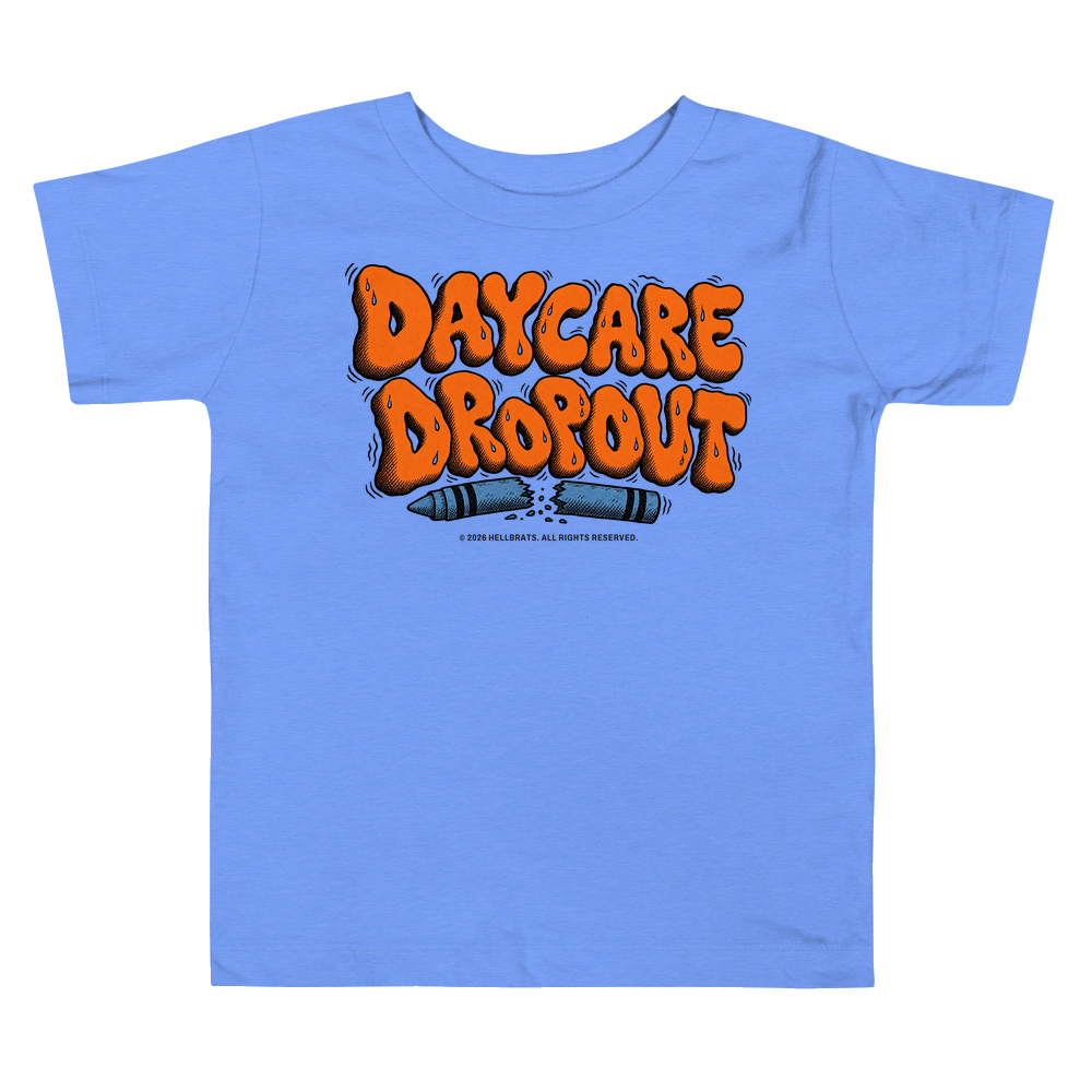 DAYCARE DROPOUT toddler tee Heather Columbia Blue