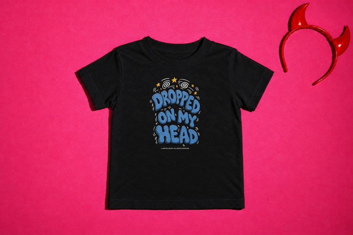 DROPPED ON MY HEAD toddler tee Black photo