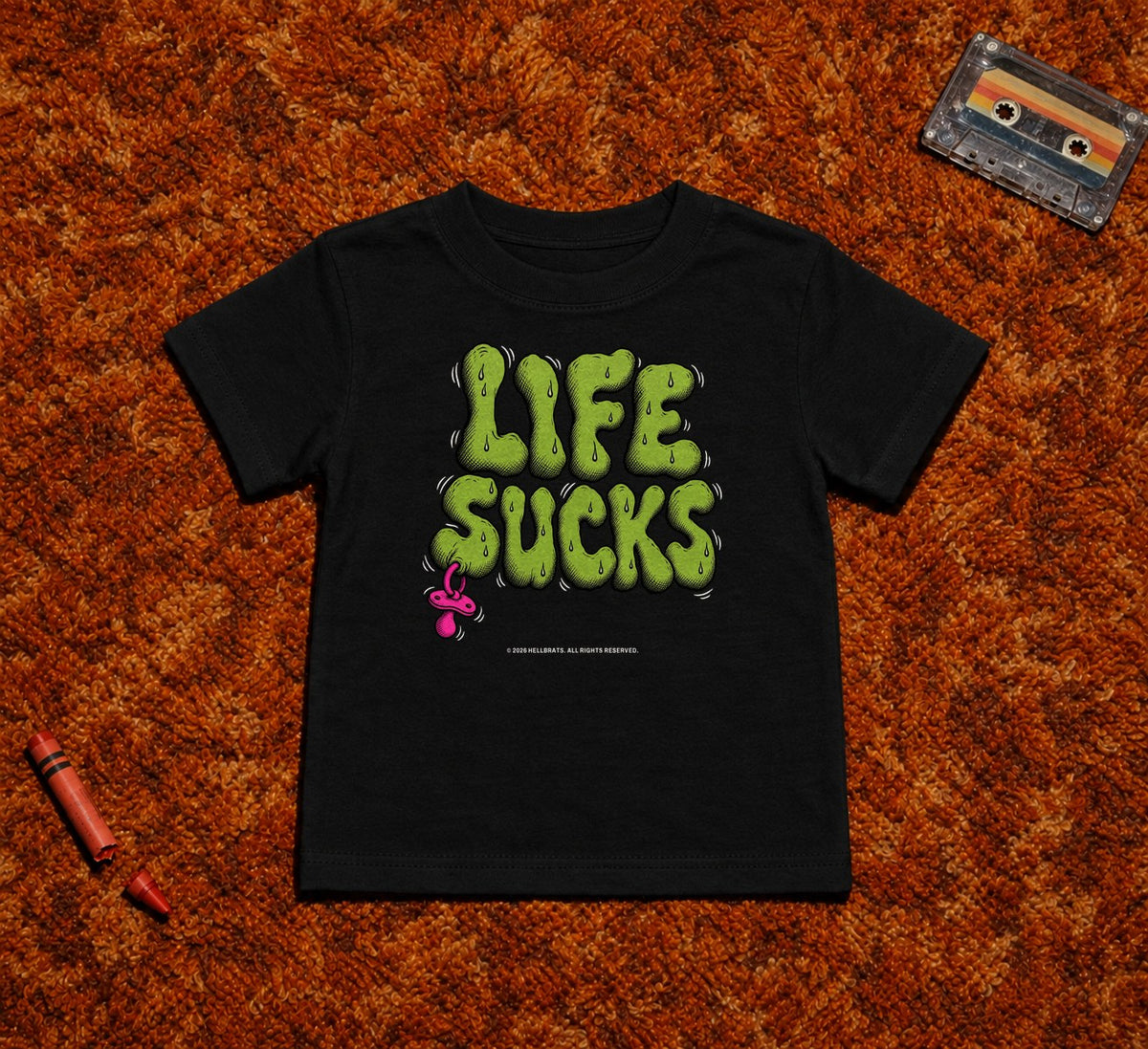 LIFE SUCKS toddler tee Black photo
