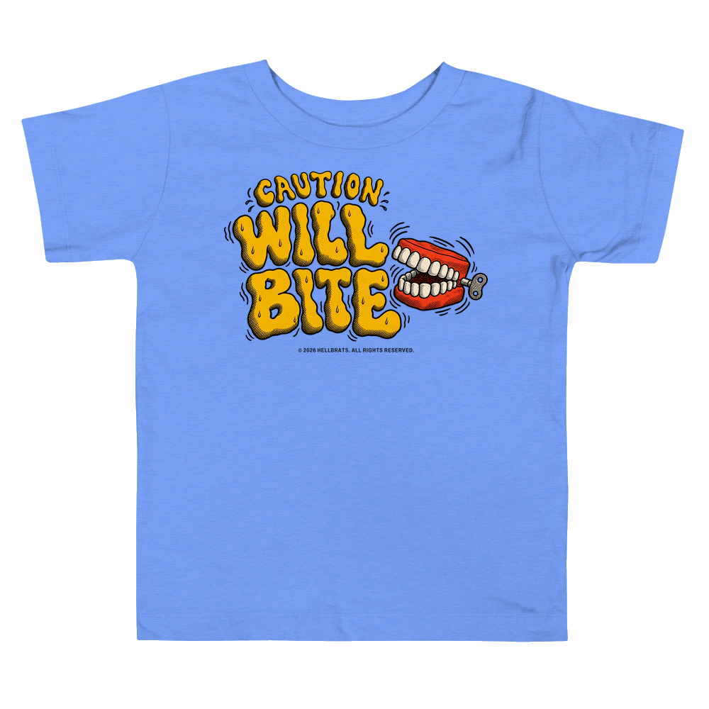 WILL BITE toddler tee Heather Columbia Blue